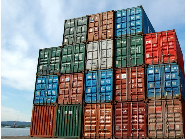 Shipping containers at port